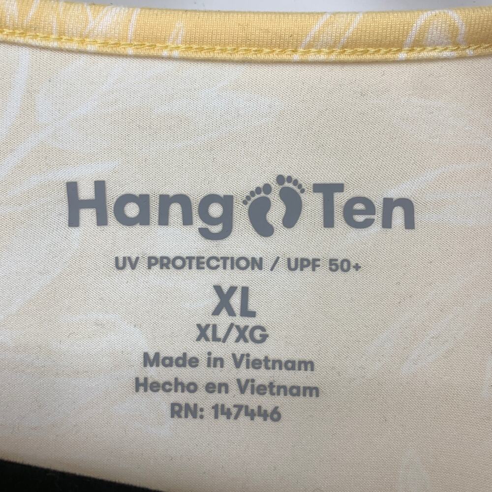 Hang Ten Top UV Protection UPF 50+ Yellow White Floral Print Long Sleeve Sz XL - Picture 6 of 7